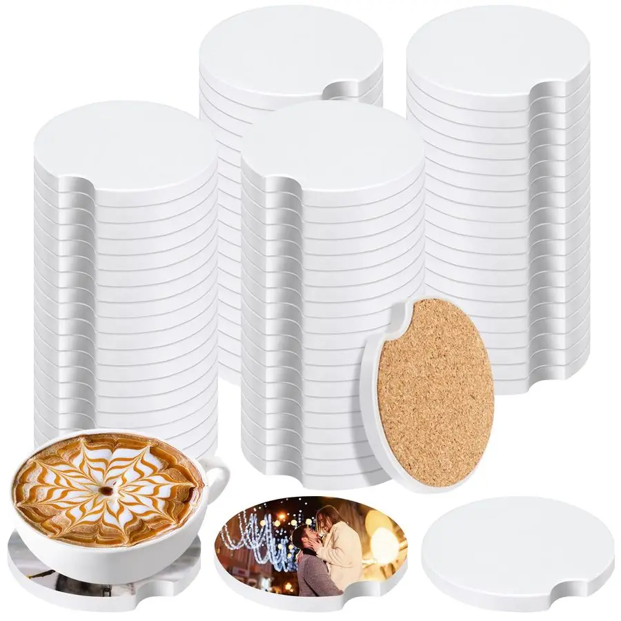 

Шт. Заготовки для сублимационной подставки, керамические автомобильные подставки, сублимационные заготовки, оптом, сделай сам, персонализированные керамические заготовки для подставок, 2,6 круглые