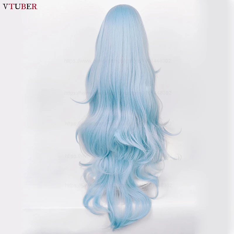 Ayanami Rei Cosplay Perruque Synthétique Ondulée, Cheveux OligCosplay Anime, Bonnet, Bleu Cyan, Haute Qualité, 100cm de Long