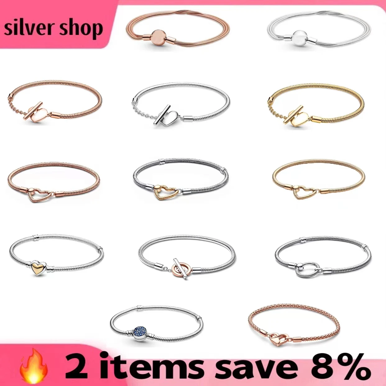 

2025 Новый серебряный браслет 925 пробы, цепочка из змеиной кости, подходит для Moment Charm, модные украшения своими руками для женщин, браслет, подарок на день рождения, Makinig Love