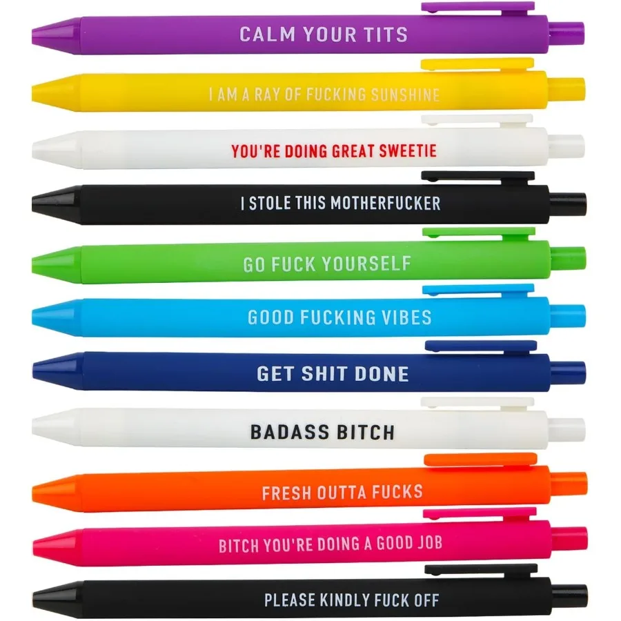 

Funny Pens Colorful Ballpoint Pen Set with Srky Quotes Smooth Writing Black Ink Novelty Gift for Office Note Taking Jourling Pe