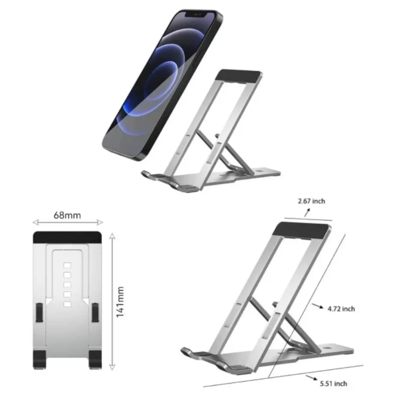 Verstellbarer Lazy Phone Stand für den Schreibtisch, neuester faltbarer Handyhalter aus Aluminiumlegierung für iPhone und iPad – Detail 4