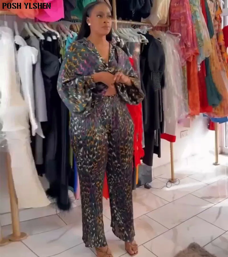 2 قطعة مطوي بانت مجموعات ملابس الصيف الأفريقية للنساء 2025 جديد في مطابقة مجموعات أنقرة تركيا عطلة الزي حجم كبير