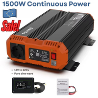 12V to 220V Car Inverter, 1500W Continuous Power, 3000W Peak Power, Pure Sine Wave, Remote Controller, DC to AC Power Converter