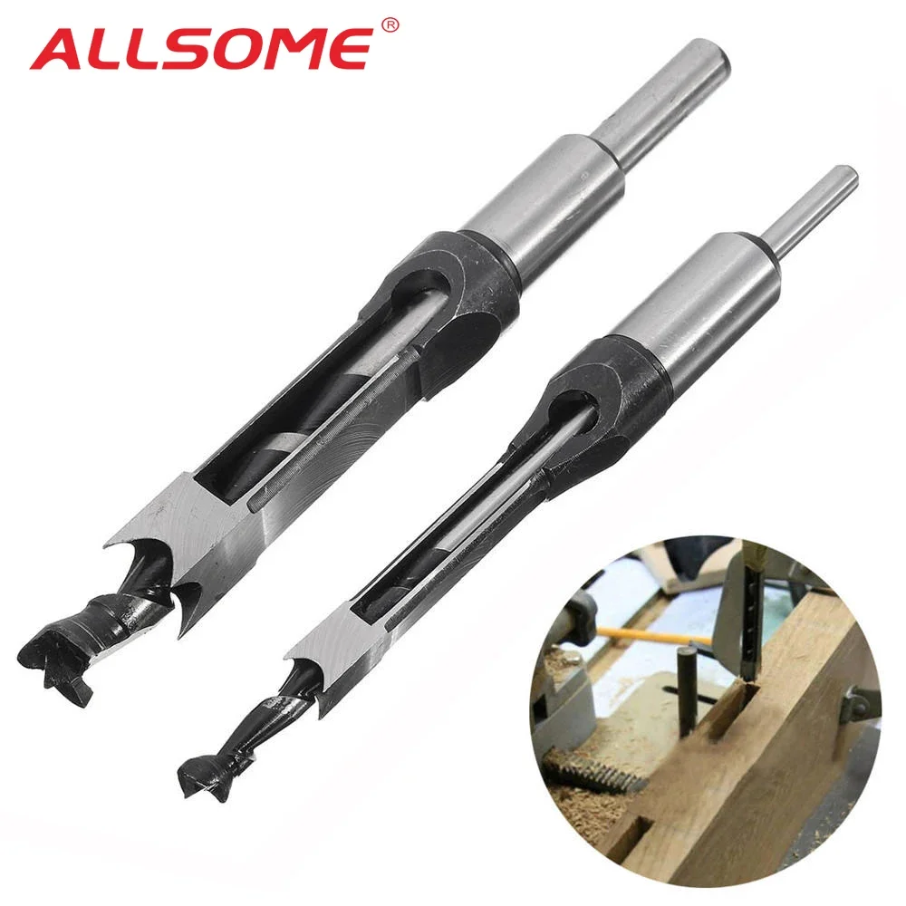 ALLSOME 10mm/16mm Square Hole Saw Auger Drill Bit Mortising Chisel Auger Drill Bit WoodWorking Tool HT1296-1298