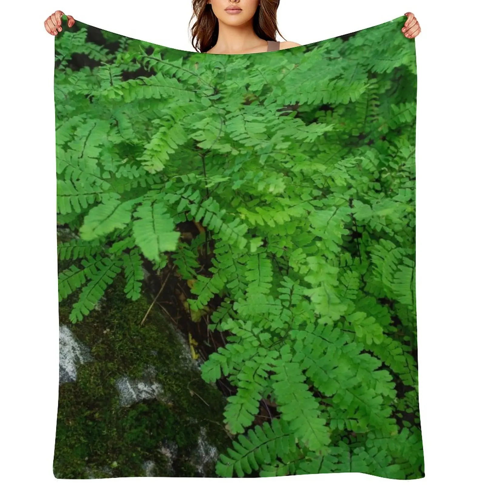 

Mossy Rock and Ferns Throw Blanket valentine gift ideas Thermal Flannel Cute Blankets