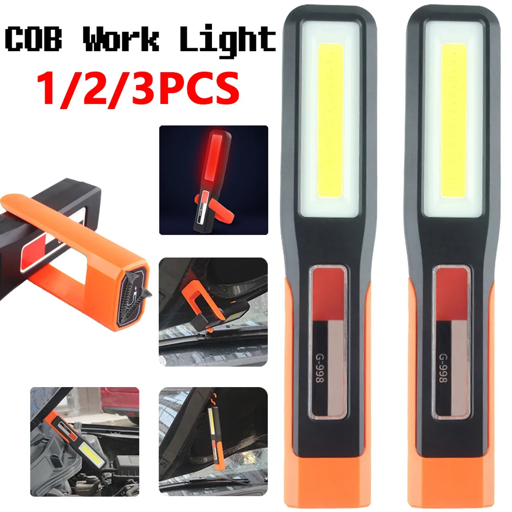 Luz LED de trabajo para mantenimiento magnético, linterna para coche, garaje, mecánico, recargable por USB, potente luz COB, 1-3 uds.