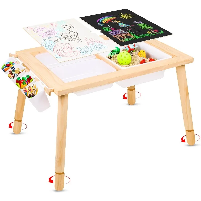 1-3 years old children's sensory table Adjustable height play sand table Children's table with writable cover