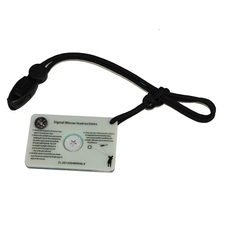 

Outdoor Survival Emergency Rescue Signal Mirror with Ruler Compass Whistler for Camping