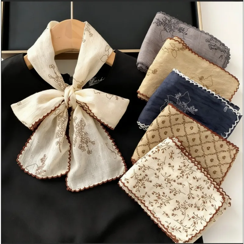 New slim-fit scarf: sophisticated, versatile and retro-style long silk scarf; neck warmer; multifunctional cotton-linen scarf