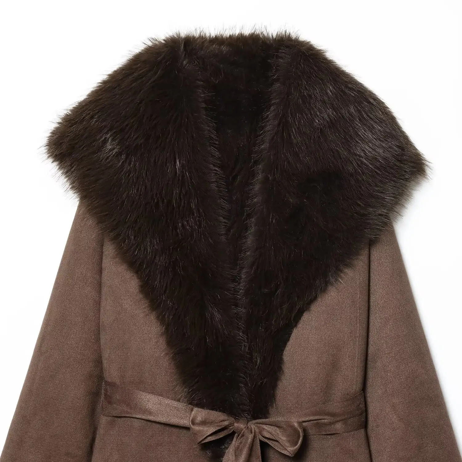 

Новое осеннее женское пальто с поясом и эффектом искусственного меха Jaet Long Sve Street Sle, свободное женское пальто из полиэстера