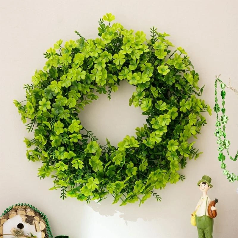 

Patricks Day Garlands Green Wreath Four Clovers Garlands for Celebrations 15UB