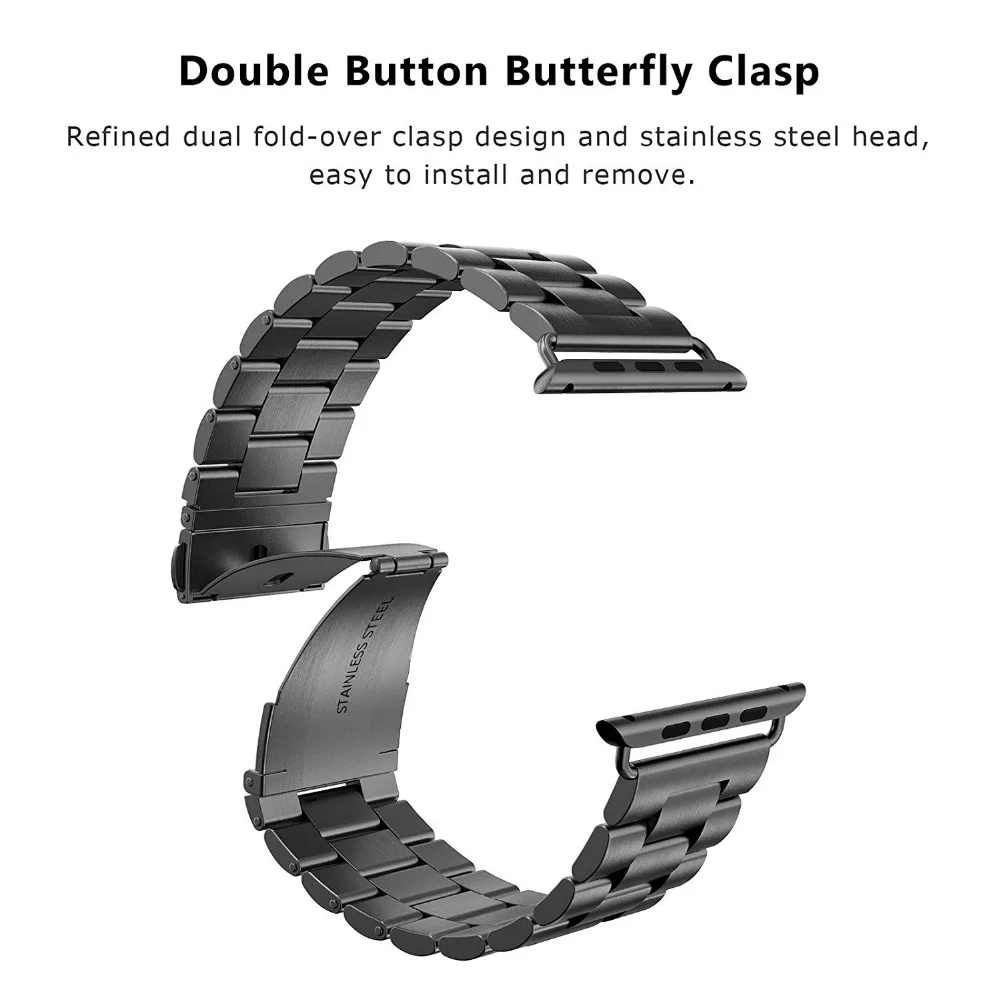 Ремешок из нержавеющей стали для Apple Watch Band 44 мм 40 мм 42 мм Аксессуары Металлический браслет iWatch Series 10 9 8 5 6 SE 7 41 мм 45 мм
