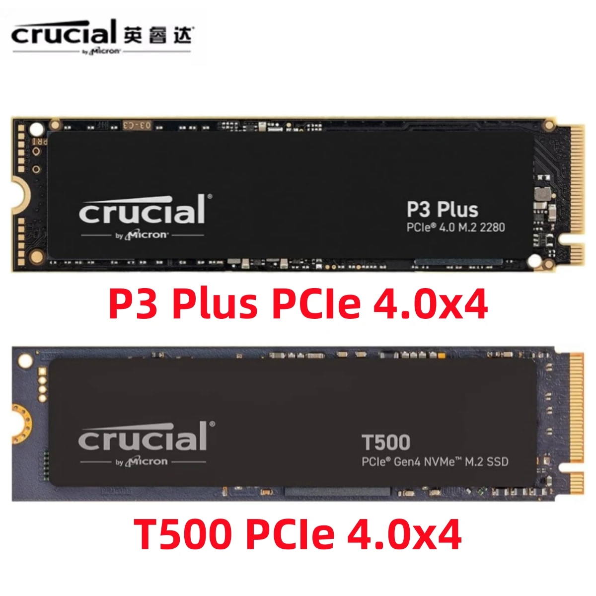 Crucial T500 & P3 Plus 500GB 1TB 2TB PCIe Gen4x4 NVMe M.2 2280 Internal Gaming SSD, Laptop & Desktop Compatible