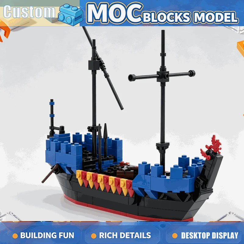 203PCS Medieval Sea Serpent Flagship Building Blocks Castle Warship Model DIY Assembly Creative Ocean Adventure Collection Gift