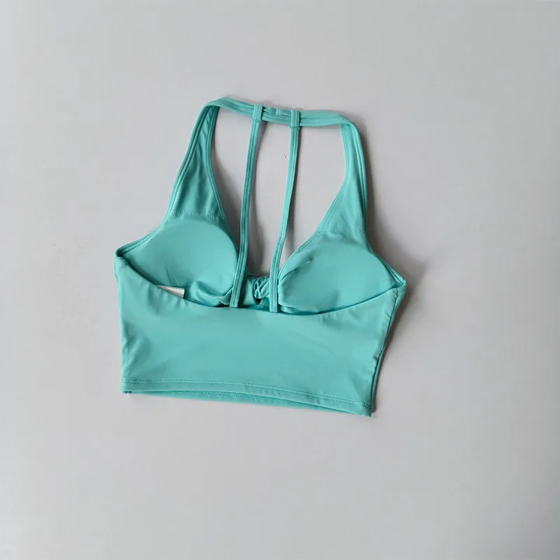Geknoteter stoßfester Sport-BH mit festen Cups, dünnen Trägern, schönem Rücken, Yoga-Kleidung, Weste, Laufweste, Fitness-Bekleidung, BH für Damen – Detail 4