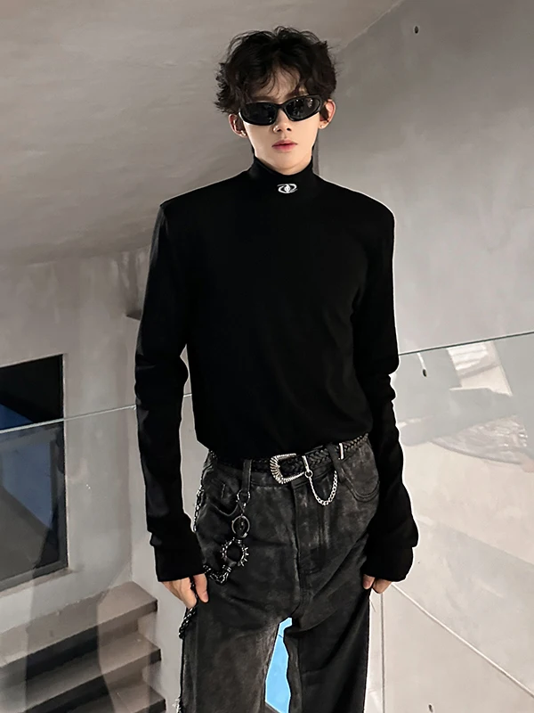 

Bla Cleanfit f Zip oulder Pad Long Sve T-irt Men's Design Sense High Quali Casual Sle Base Layer irt