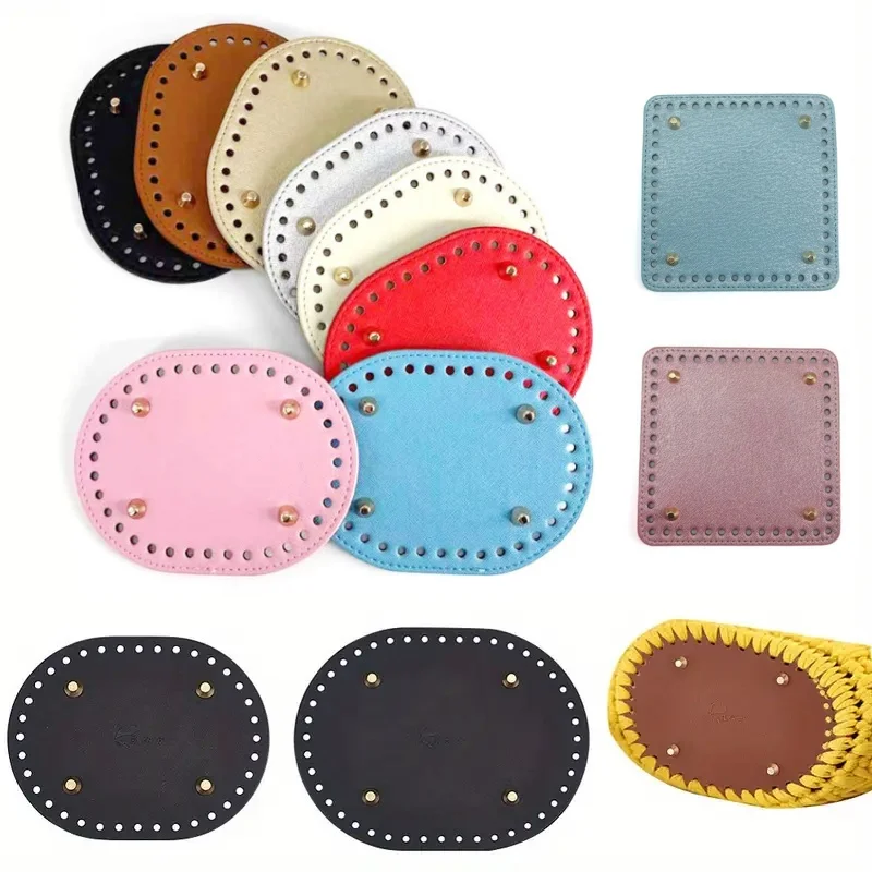 

14.5x11cm Oval Bag Base - PU Leather Handmade Bottom With Holes For DIY Crochet Knitted Bags Craft Accessories