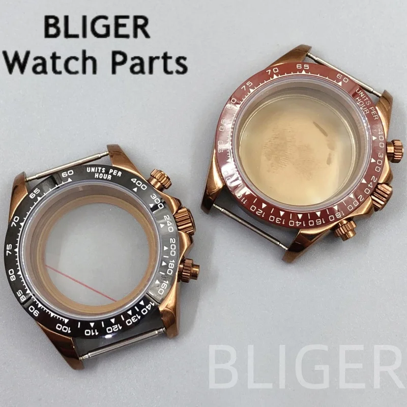 BLIGER 39.3mm VK63 Retor Quartz Watch Case Men's Bronze Brass Vintage Watch Case Strap Fit VK63 Movement Men's Watch Accessories