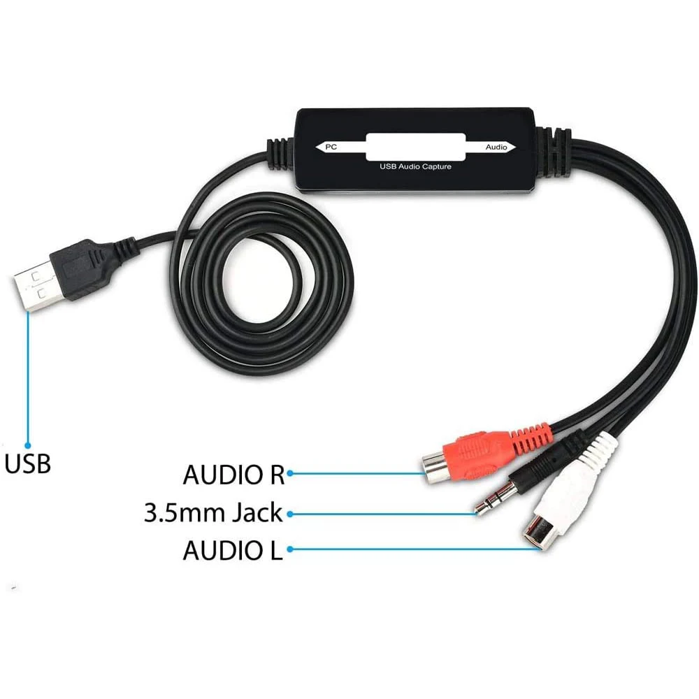 USB2.0 Audio Capture Card, convert old analog audio to digital format direct storage or edit directly, keep forever