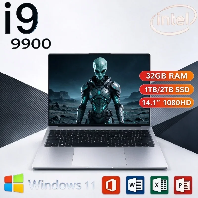14.1 Inch Portable Gaming Notebook Intel Core I9 9900 Windows 11 32GB RAM 2TB SSD Laptop For Home Business Daily Work