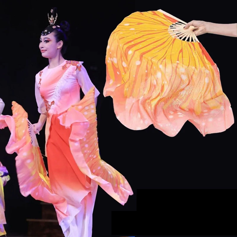 2 Pcs Butterfly Dance Fan 20/30cm Classical Dance Silky Fan Chinese Dance Flowy Butterfly Flying Yangko Stage Performance Props