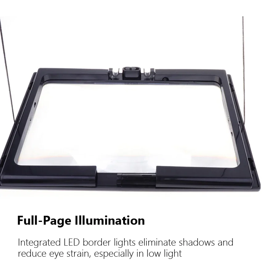 مكبر قراءة A4 3X صفحة كاملة كبيرة قابلة للطي لسطح المكتب عدسة مكبرة مع أضواء LED لكبار السن قراءة كتب منخفضة الرؤية