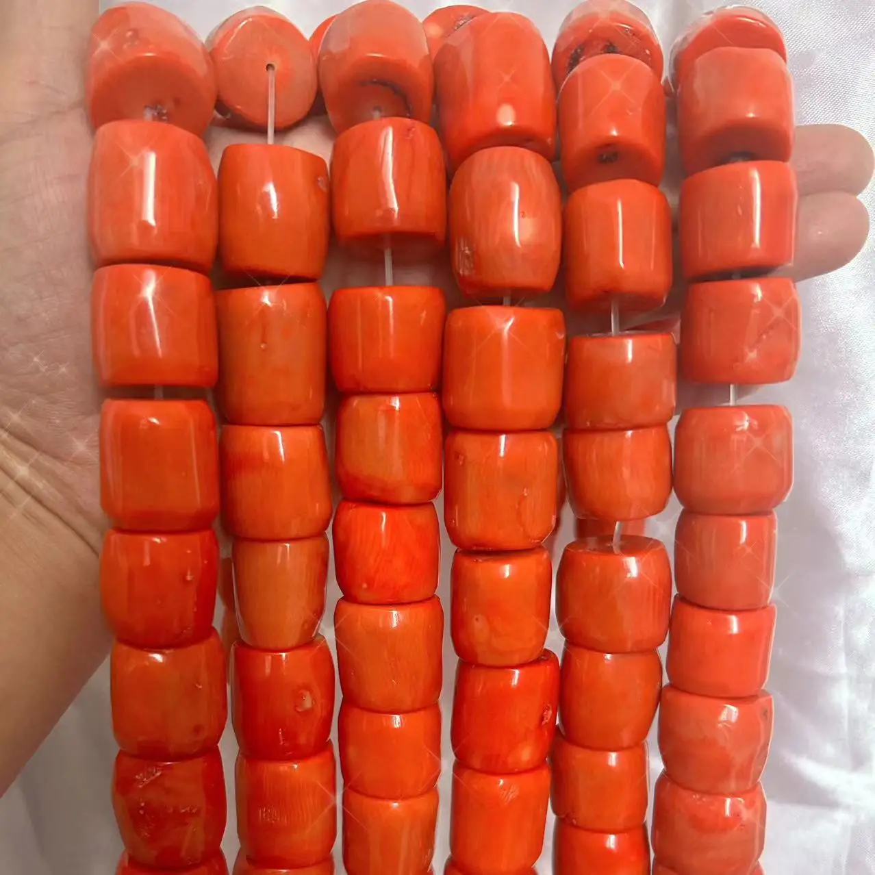 

19-21mm 15inch Column Drum Orange Natural Sea Bamboo Coral Jewelry Findings DIY Spacer Beads Strand