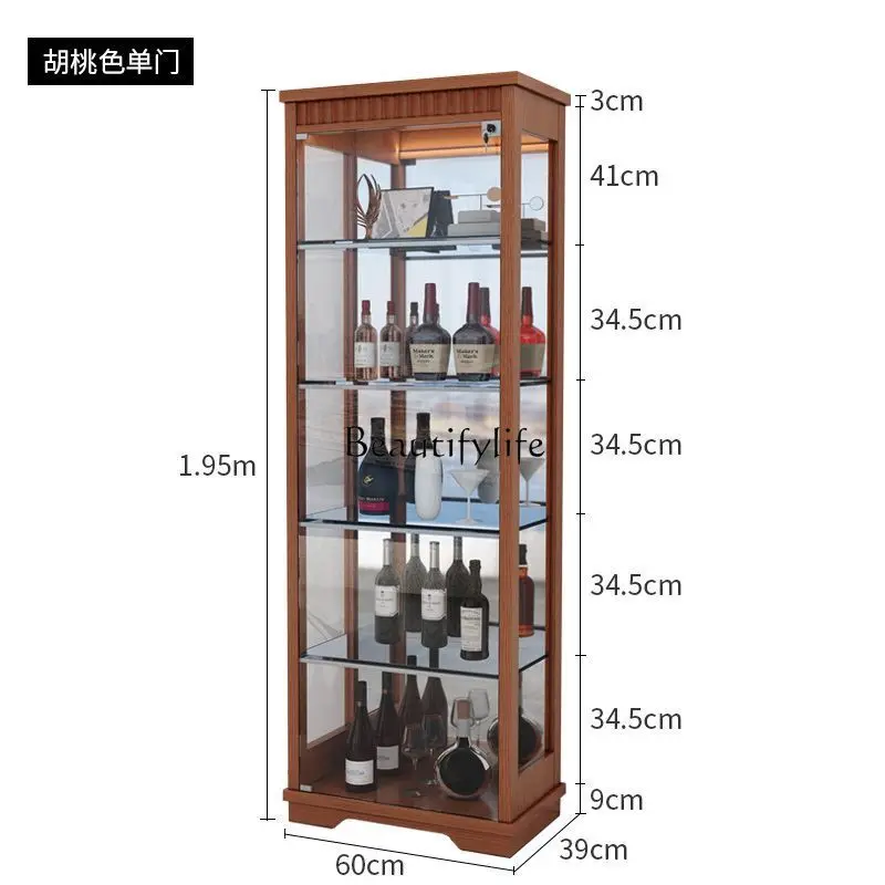 خزانة مشروبات خشبية صلبة مخصصة خزانة عرض لغرفة المعيشة مثبتة على الحائط خزانة منزلية بسيطة تمثال وزارة الدفاع #6