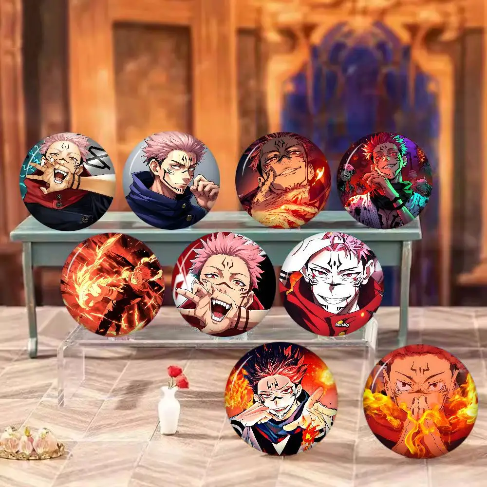 Character Jujutsu Kaisen Ryomen Sukuna Creative Tinplate Soft Button Pins Animal Icon Brooch Lapel