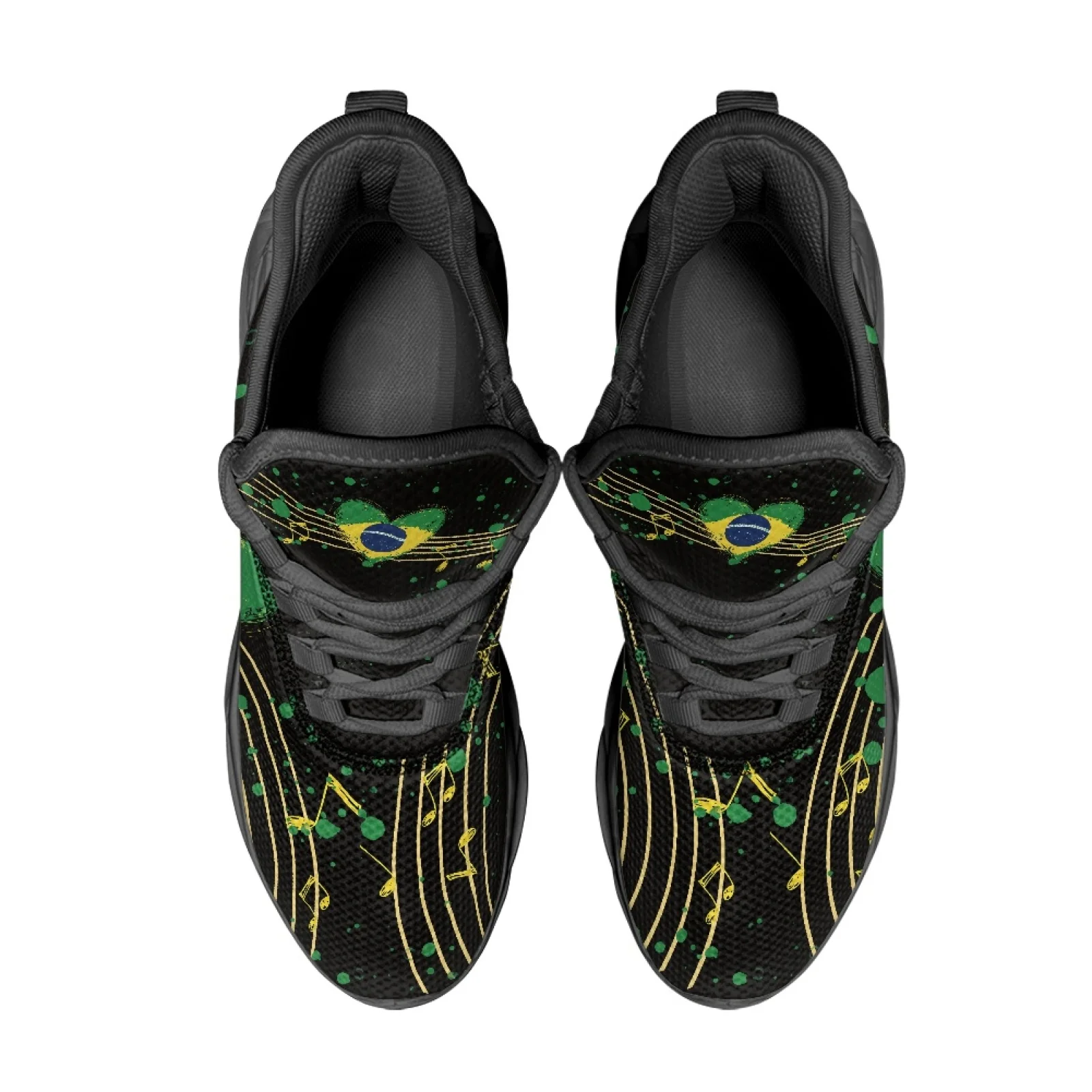PENSTROLL Brazil Music Notes Non Slip Men's Tennis Shoes Mens Running Shoes for Gym Blade Style Mesh Sneakers