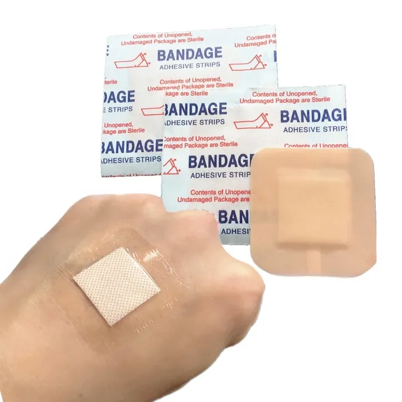 50 sztuk/zestaw kwadratowy okrągły kształt plaster opatrunek na rany plaster na paski pierwszej pomocy łatka wodoodporne bandaże samoprzylepne