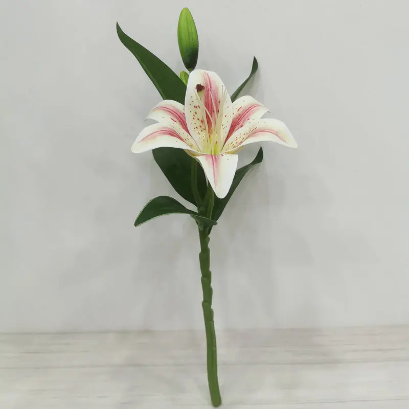

6pcs Artificial Lily Flower Branch Short Stem Real Touch Lily Plant for Wedding Home Party Table Floral Decoration