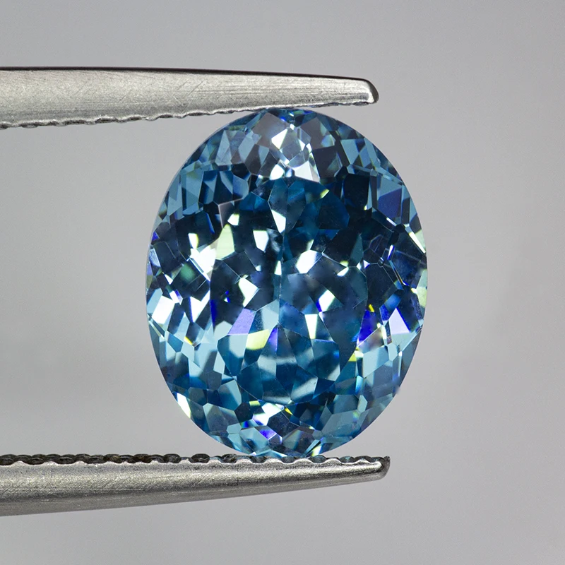 New Aquamarine Oval 100 Faceted Cut Cubic Zirconia Lab Zircon CZ 4K Cutting 5A+ Quality for Jewelry Making