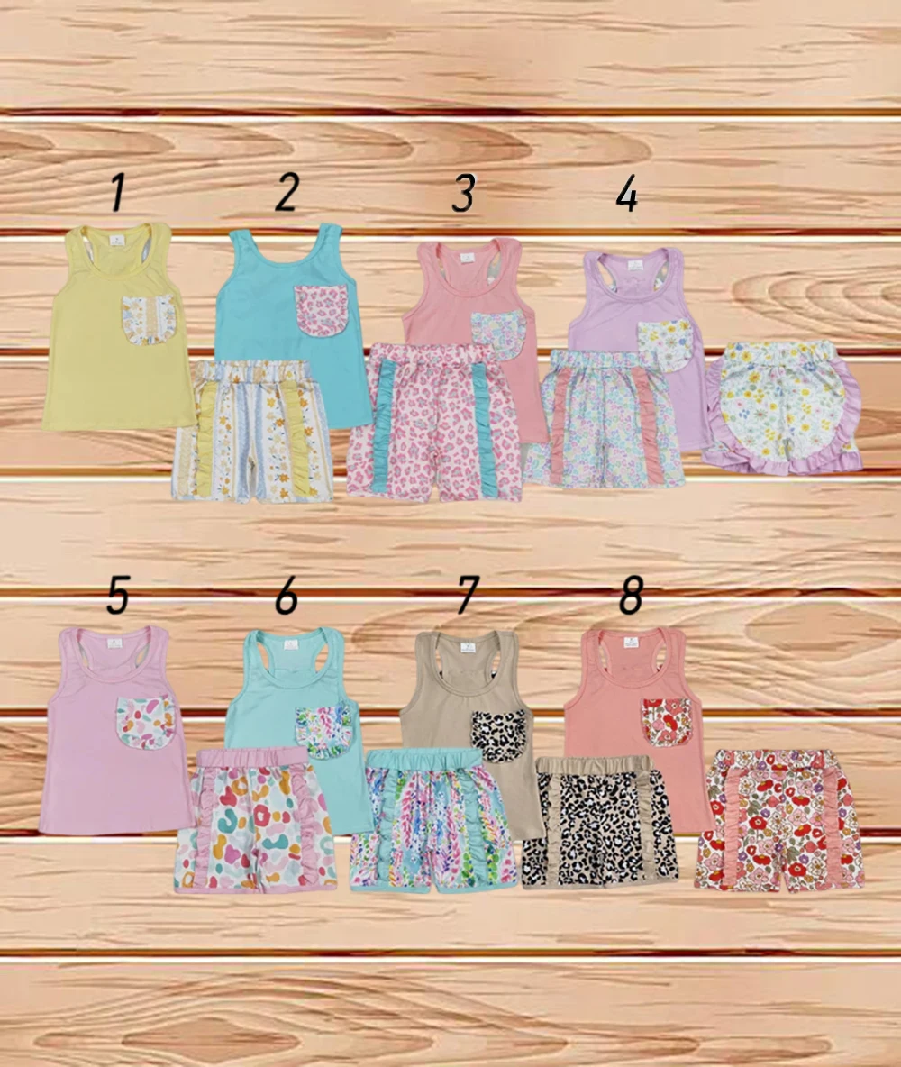 

3.31 Wholesale Western Boutique children clothing 8 Colors Sibling Baby Girls Bow Vest Shirt Ruffle Shorts Outfits