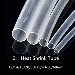 1Meter 12/14/16/20/30/40/50/60mm Transparent 2:1 Heat Shrink Tube Wrap Wire Sell Connector Heat Shrinkable Tubing Wrap Wire Kit