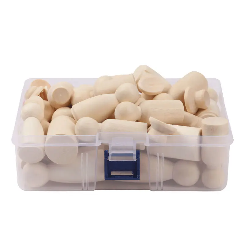 ABCPICK 36pcs wooden figures craft kit peg people angel family doll unfinished diy art toddler toy educational hardwood material