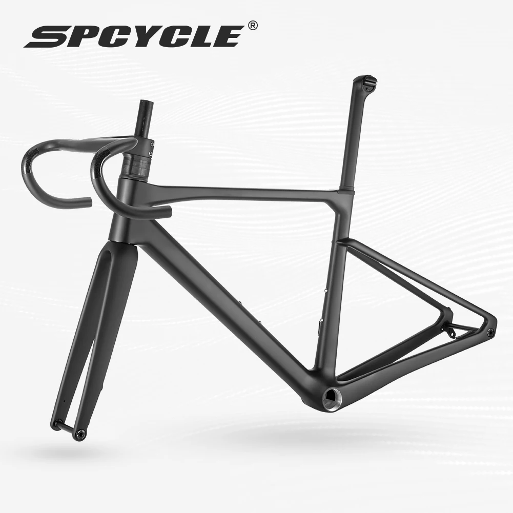

Spcycle 053D-SL шоссейный велосипед с карбоновой рамой, полный внутренний трос 700x32C, карбоновая дорожная рама с дисковым тормозом и рулем