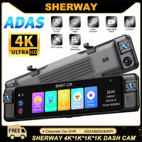 4 Channel 4K ADAS RearView Mirror Dash Camera for Cars 4 Lens 1080p BSD Front Left Right Rear Car DVR Auto WIFI Video Recorder