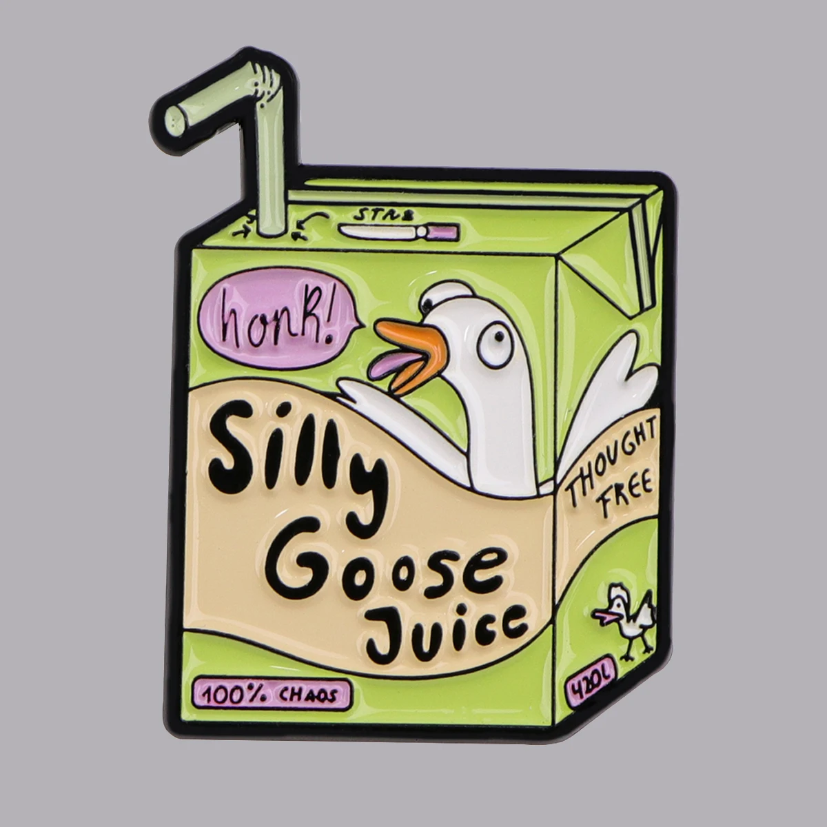 Silly Goose Juice Enamel Pin Funny Brooch Pines Lapel Pins Badge on Backpack Clothing Accessories Fashion Jewelry Party Gift