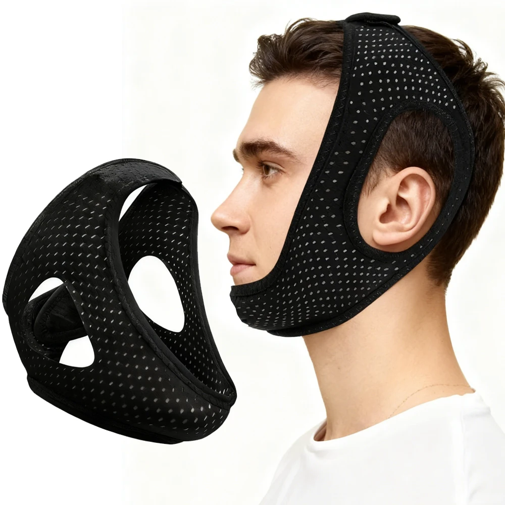 

Ремешок для подбородка для сна, ремешок для подбородка против храпа для пользователей CPAP, закрывающий рот для эффективного уменьшения храпа