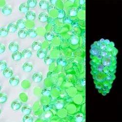 1440PCs SS4-30 Luminous Neon Fluorescent Green AB Glass Flatback Bottom Diamond Glow in Dark Nail Art Decoration Jewelry Crystal