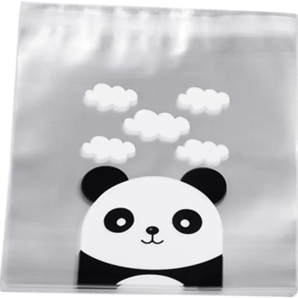 100Pcs Panda Pattern Clear Self-Adhesive Candy Cellophane Packaging Bag For Jewelry Storage Display Small Business Wholesale