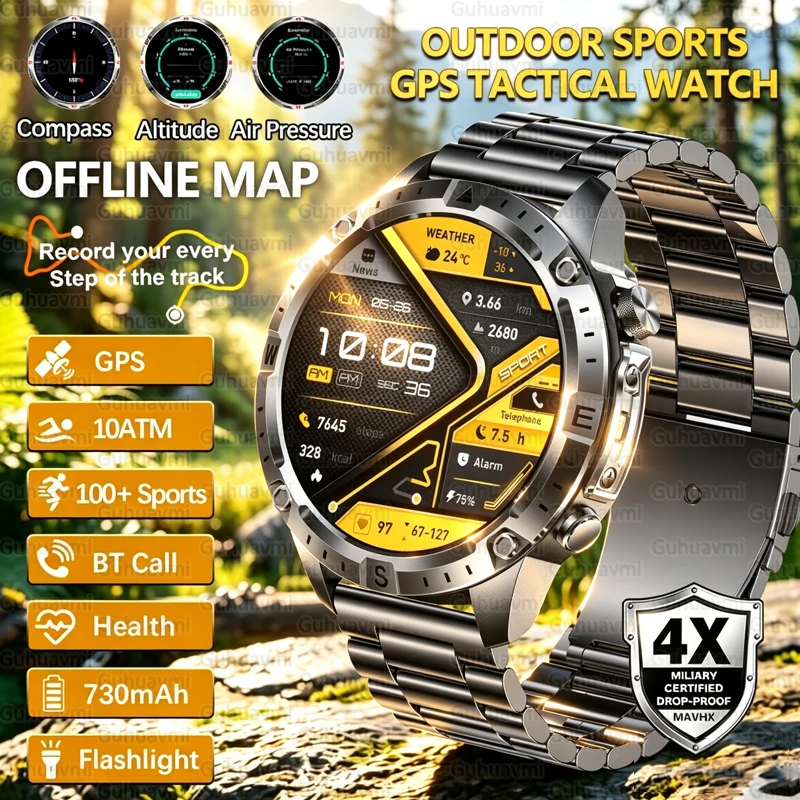 2026 New GPS Tactical Watches 730mAh 2GB Memory Offline Map 