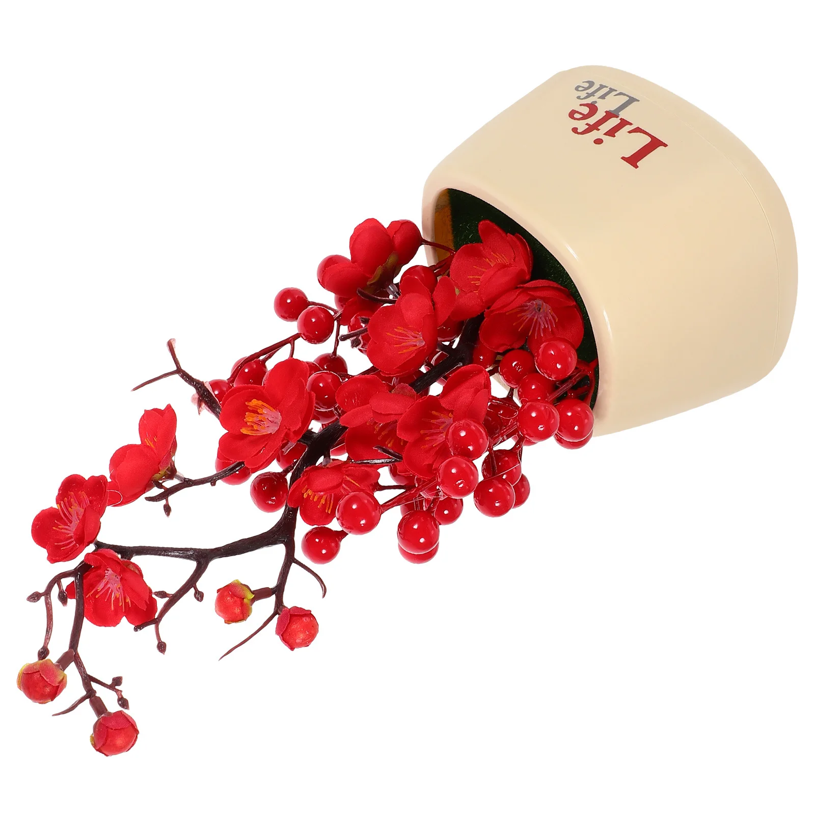 

Artificial Fortune Tree Fruit Potted Plum Blossom Flower Desktop Decoration High Simulation Chinese New Year Decor Office