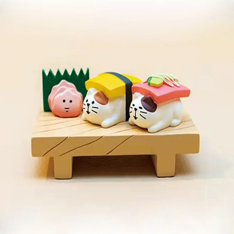 Food Play Series Scene Sushi Tea Cat Action Figures Miniature Ornaments Accessories Car Interior Desktop Girly Heart Cute Gift