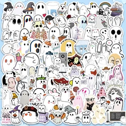 Pegatinas de dibujos animados de fantasma Kawaii para Halloween, pegatinas de grafiti para cuaderno, guitarra, monopatín, regalo DIY, juguete impermeable, 50/100 piezas