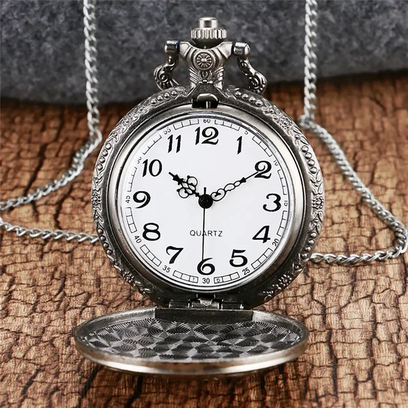 Steampunk Lion Animal Pattern Men's Retro Quartz Analog Pocket Watch Necklace Sweater Chain Arabic Number Display Timepiece