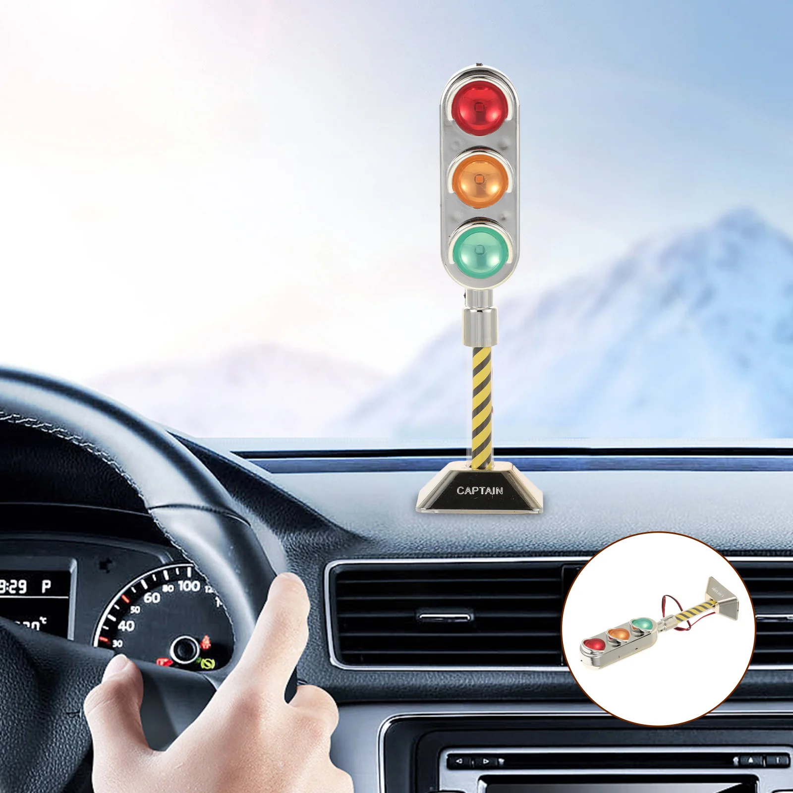 

Realistic Mini Traffic Signal Light Car Room Decor LED Color Change Stop Light Table Ornament Interior Accessories