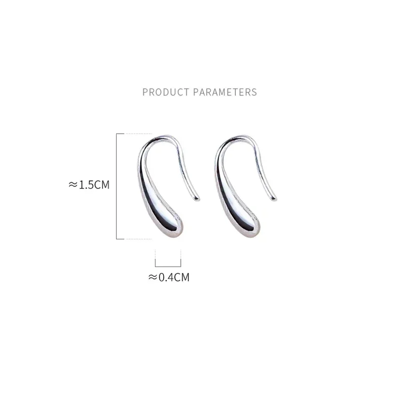 أقراط فضية اللون بسيطة على شكل قطرة الماء للنساء أنيقة ومزاج بسيط Ins مجوهرات كلاسيكية هدايا الحفلات ÓГЛ #6