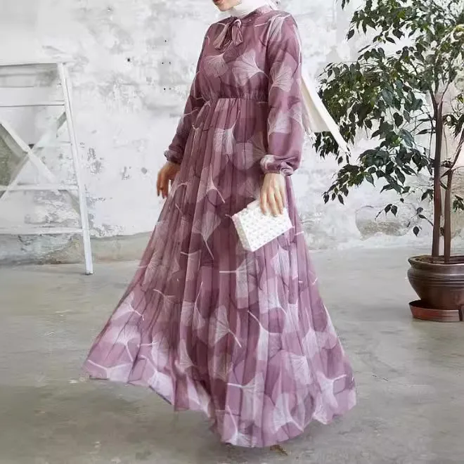 Women Long Robe Dubai Abaya Dress Arabic Eid Muslim Vestidos Abayas Saudi Morocco Islam Dresses Print Jalabiya Ramadan Modest